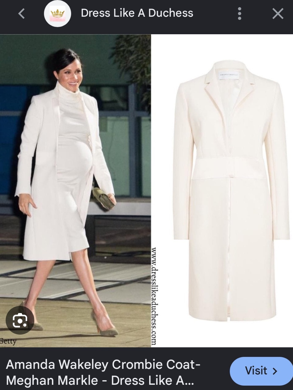 NWOT Amanda Wakeley Cream ‘Crombie’ Coat ASO Meghan Markle - Picture 2 of 15